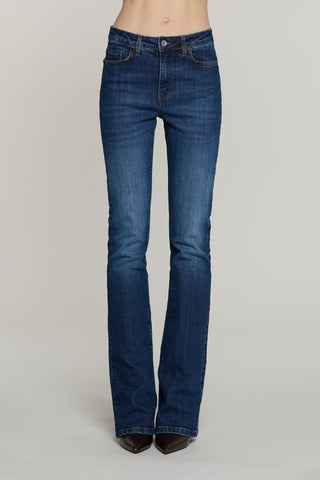 Panta SCHIFFER_BLUE v.media 5 ts flaire fit con logo strass tasche denim