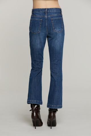 Pantalone PALENCIA_CROP vita alta con passanti punta più dettaglio bottoni denim