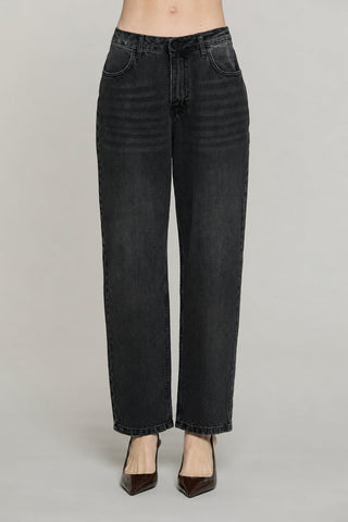 Panta CARLA_BLACK_SNZ vita media baggy fit denim b
