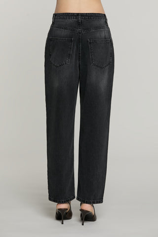 Panta CARLA_BLACK_SNZ vita media baggy fit denim b