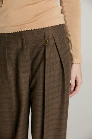 Panta TREMITI vita alta palazzo con pinces più tasche quadri lurex