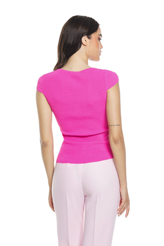 Maglia APOFILLITE mezza manica scollo v ampio con bottoncini costina