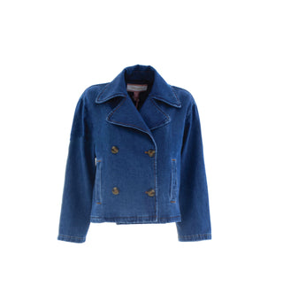 Giacca ESTELA_20Snz Corta M/L Doppio Petto con Tasche Denim