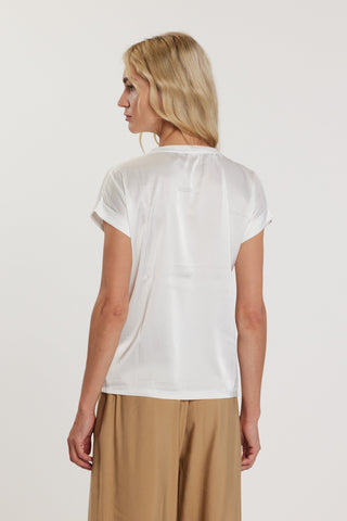 T-Shirt ANTOINE maniche corte con risvolto più inserti in raso più tasche con bottoni