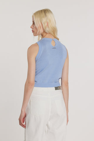 Canotta LAWRENCE smanicata con applicazioni gioiello più goccia più bottone