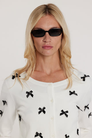 Cardigan RYDER maniche lunghe girocollo con bottoncini più fiocchi più strass