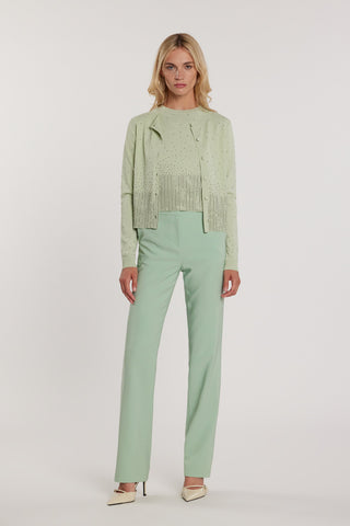 Cardigan MOSS maniche lunghe girocollo con bottoni più applicazioni strass