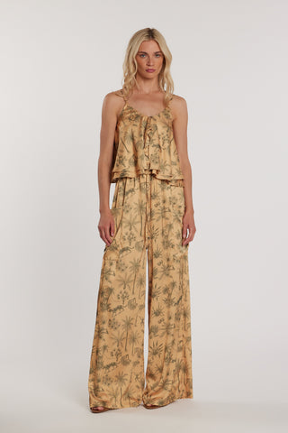 Top ALBAS corto con pannello fantasia tropical