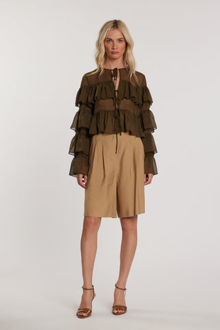 Blusa VYCTORIA maniche lunghe con balze più laccetti