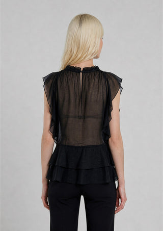 Blusa TERENZIO senza maniche gale mussola