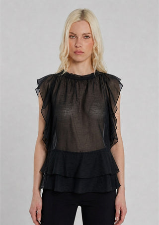 Blusa TERENZIO senza maniche gale mussola