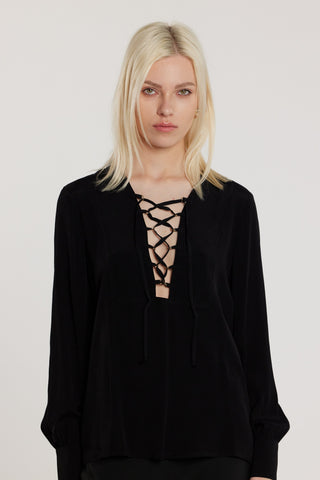 Blusa CYRILL maniche lunghe con stringhe al collo