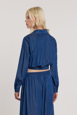 Camicia CANDYS maniche lunghe con elastico sul fondo denim