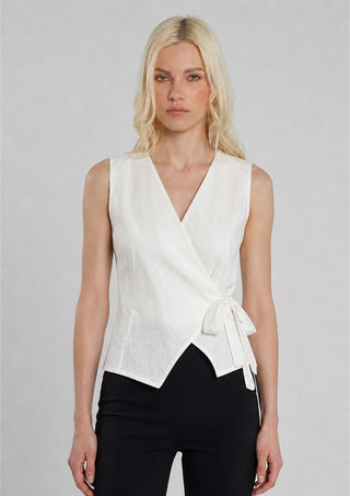 Gilet FIDENZIO lino con incrocio fiocco