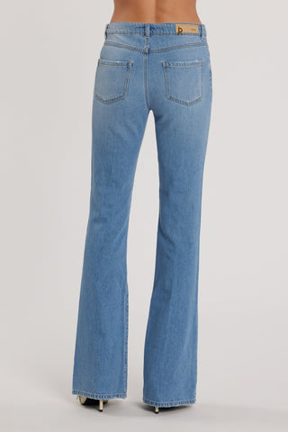 Pantalone SCHIFFER_210_SNZ vita media cinque tasche flaire fit denim blu