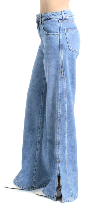 Pantalone ELLESPACK_20_SNZ vita media con spacchi laterali straight fit denim blu