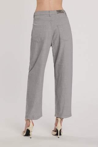 Pantalone CARLA_32_SNZ vita media cinque tasche baggy fit grey cotton