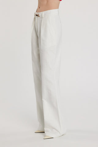 Pantalone ALAIN_S vita alta con tasche francesi più pinces più inserti raso