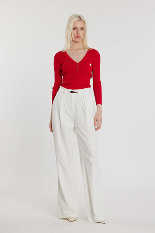 Pantalone ALAIN_S vita alta con tasche francesi più pinces più inserti raso