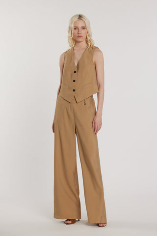 Pantalone PREZIOSA_P vita alta palazzo con cintura più tasche francesi più filetto