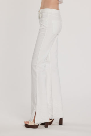 Pantalone SCHIFFERONE_10 vita media cinque tasche con applicazioni più pizzo più spacco laterale flaire fit bull