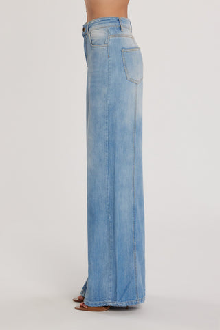 Pantalone DAKOTA_21 vita alta cinque tasche wild fit denim blu