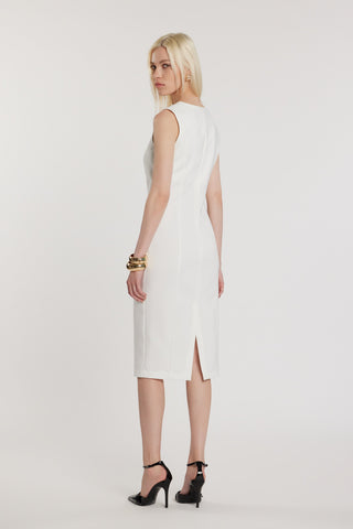 Abito CECILE midi smanicato con apertura più passante più spacco