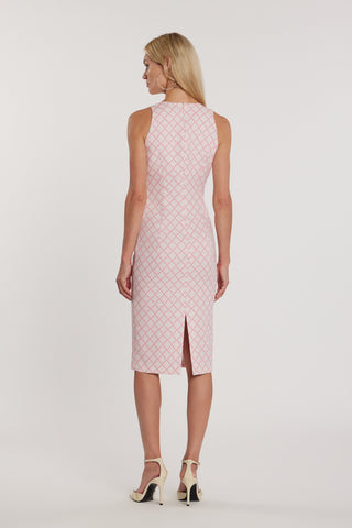 Abito CASSELI midi smanicato tubino scollo a V più dettagli cintura st.logo all over