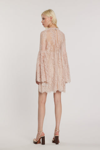 Abito NASH_A corto maniche lunghe con volant più bottoncini più gale pizzo