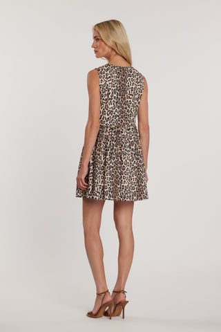 Abito SHIELDS corto smanicato con apertura sul seno più fiocchi più applicazioni pietre fantasia animalier