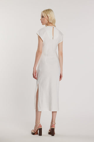 Abito RUBINI midi maniche lunghe aletta con piega sul fianco più goccia sulla schiena