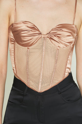 Top DEPOSE bustiere in raso con strass