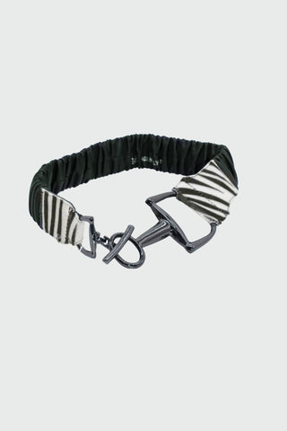 Cintura PRINTLE con elastico più fibbia cavallerizza più inserti animalier ecopelle