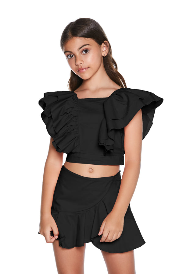 Blusa VANY mezza manica volant corta con fiocco dietro