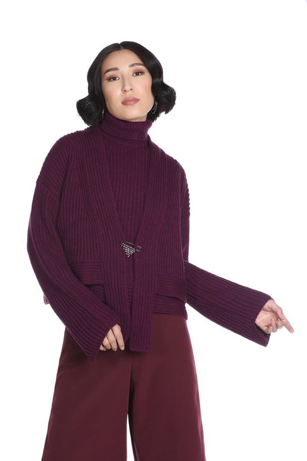 Cardigan HEMMA corto manica lunga con spilla