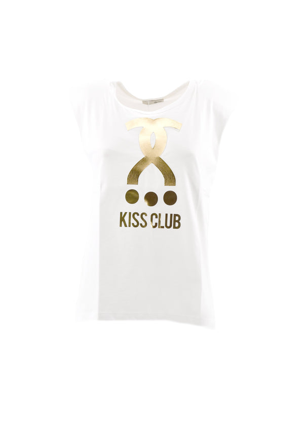 T-shirt BAUERIA mezza manica aletta con spalline con stampa spessorata oro