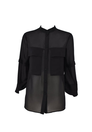 Camicia KISSME manica lunga con pieghe più arricci scollo koreana con tasche