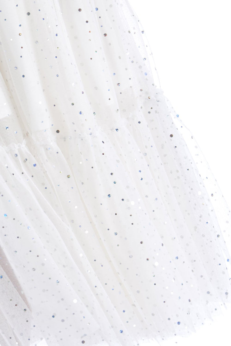 Gonna lunga con balze di tulle ed applicazioni iridescenti, relish fashion moda, abbigliamento femminile
