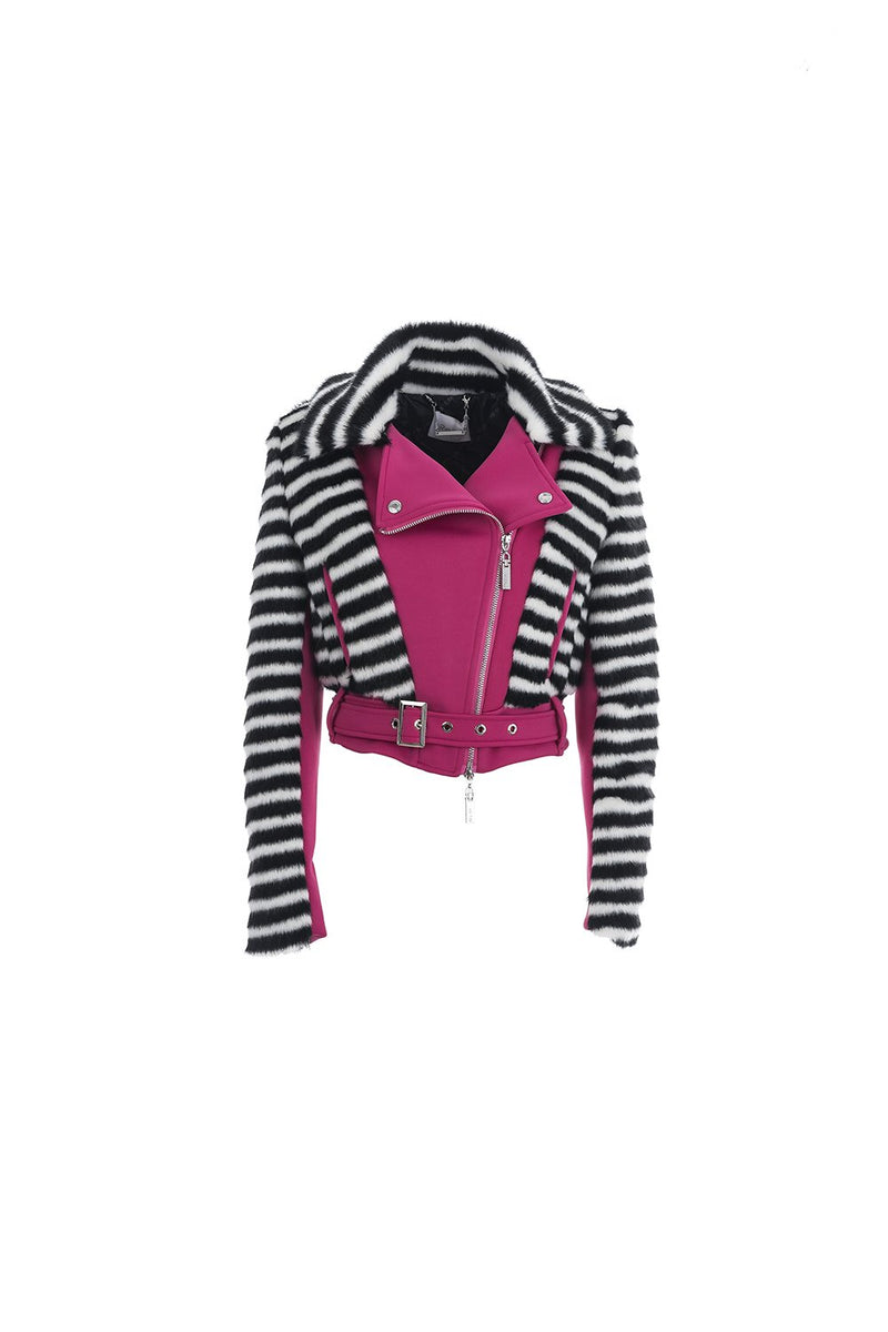 Chiodo con maniche lunghe con inserti in ecopelliccia, relish fashion moda, abbigliamento femminile