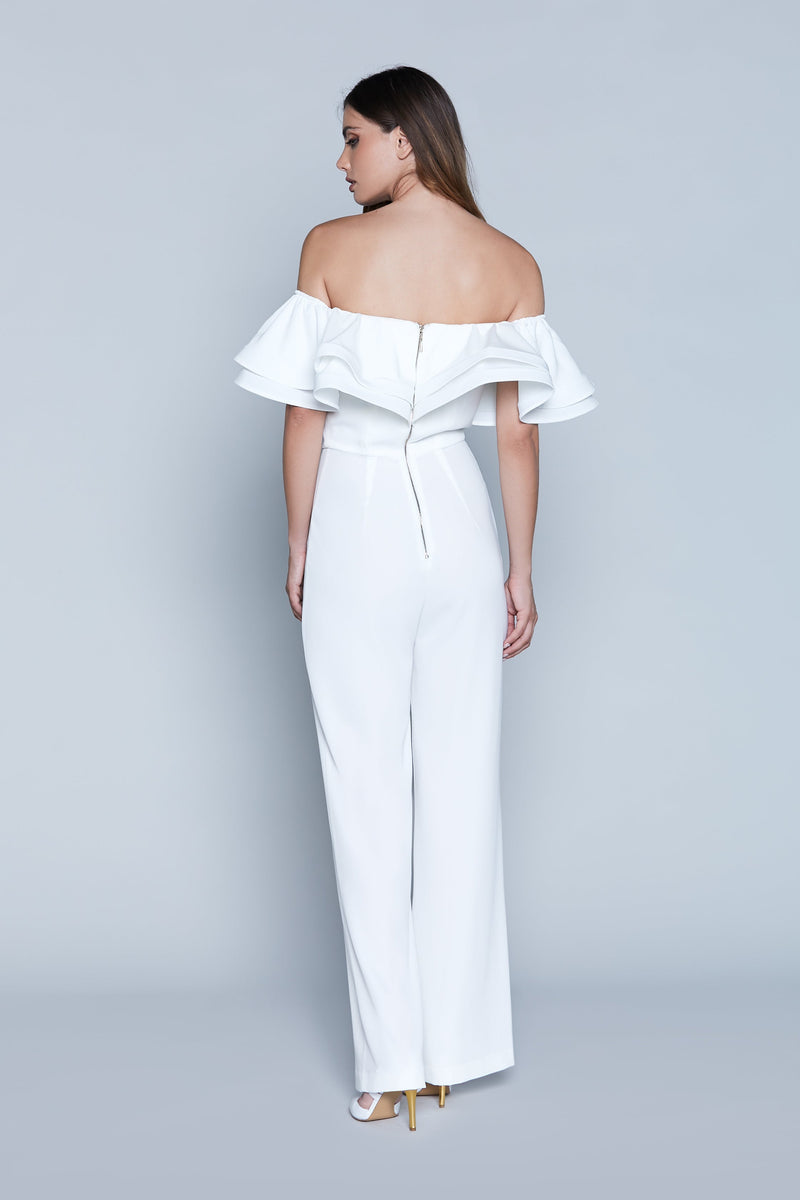 Jumpsuit SPLENDIDA lunga mezza manica scollo barca con rouches