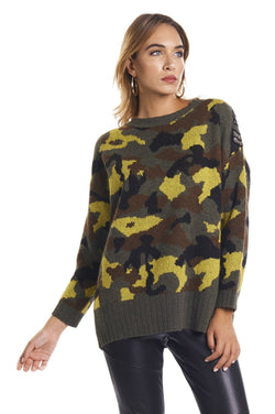 Maglia in tessuto camouflage con patch preziose ANGLIA