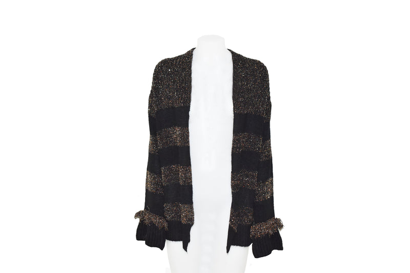 Cardigan a righe con frange in lurex MIMEN