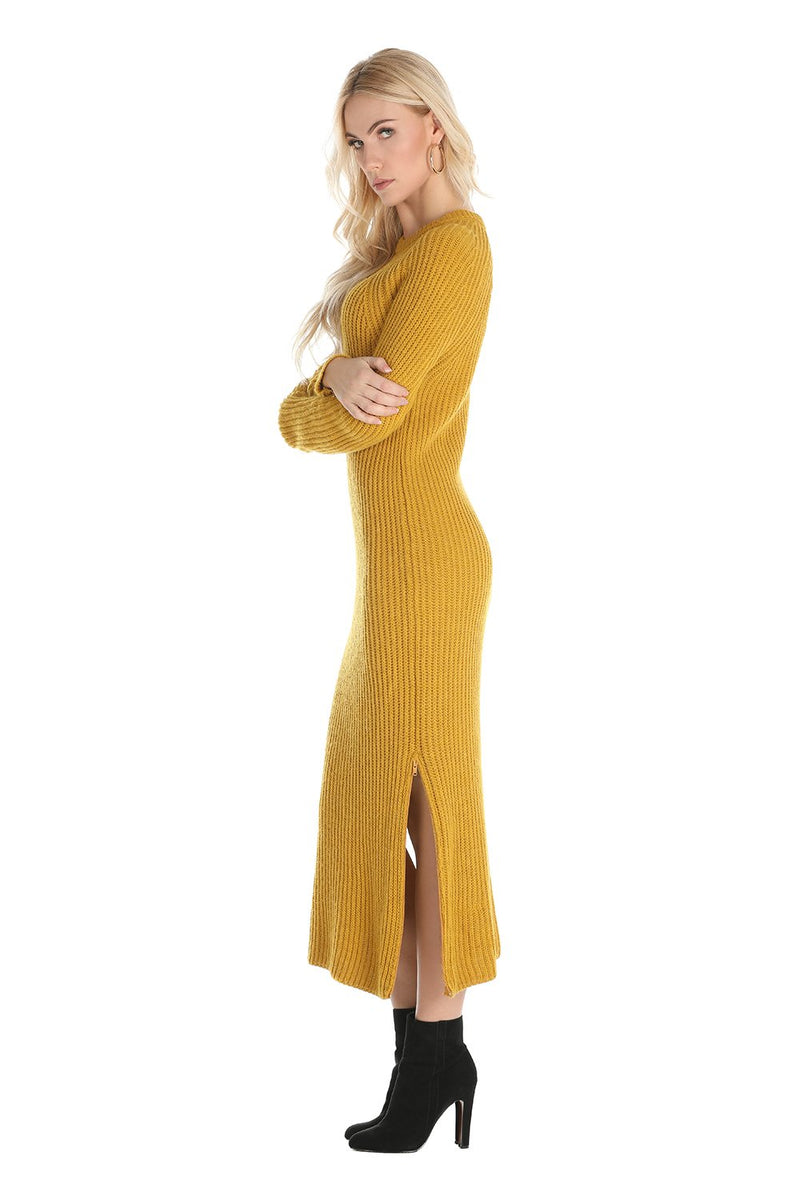 Abito lungo con spacchi laterali con zip, relish fashion moda, abbigliamento femminile