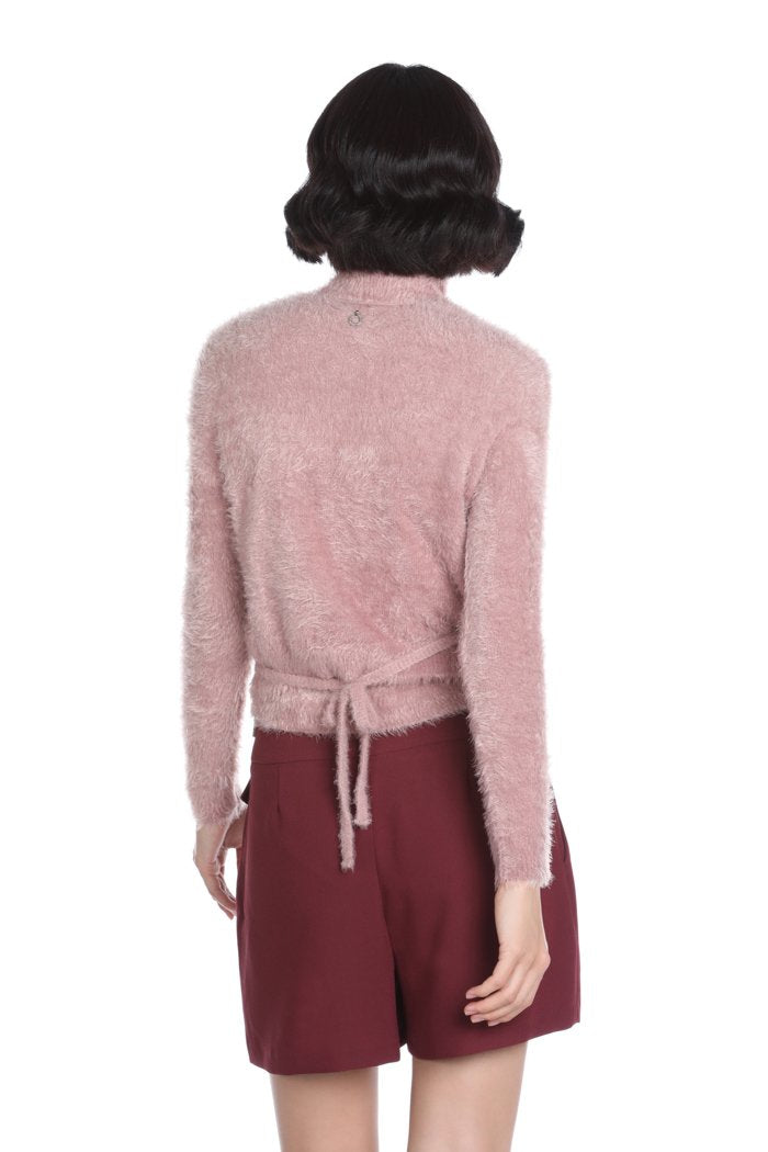 Cardigan MATRIN corto manica lunga incrociato con spilla