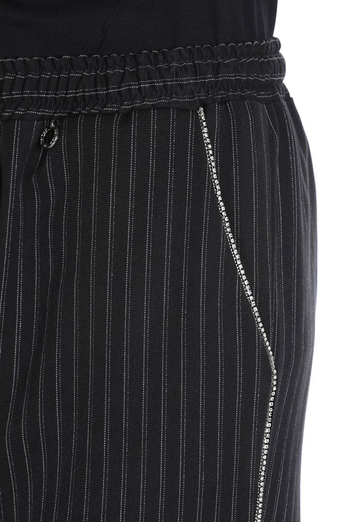 Pantalone GESSY vita alta coulisse più tasche più elastico fondo più strass gessato con lurex
