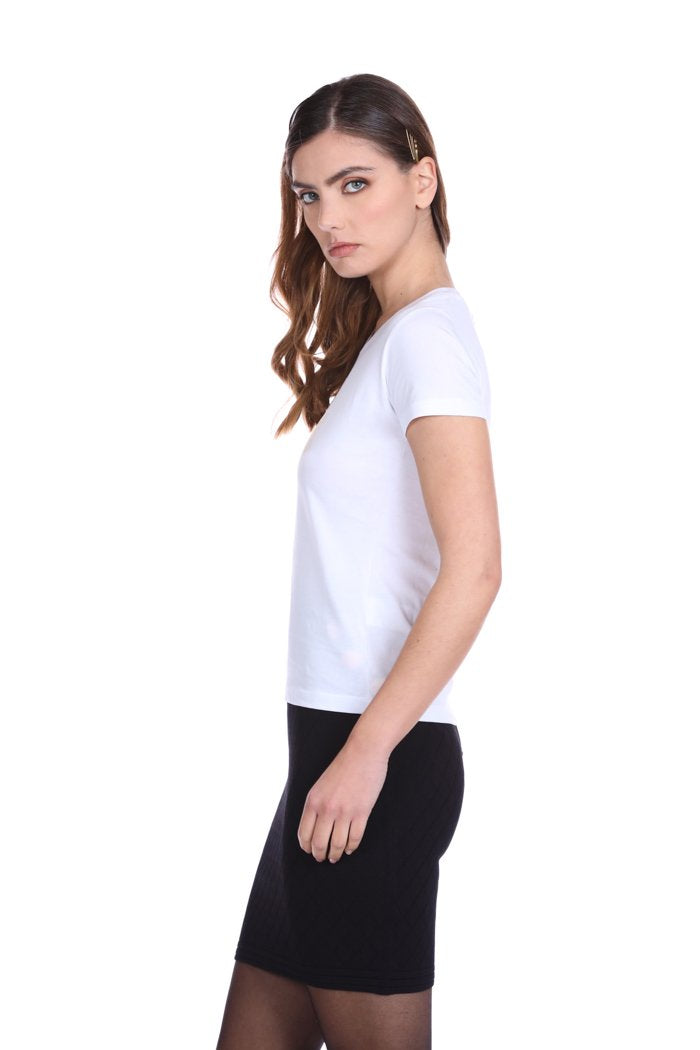 T-Shirt THITY mezza manica con stampa lamina più applicazione stella con strass più perline più catene