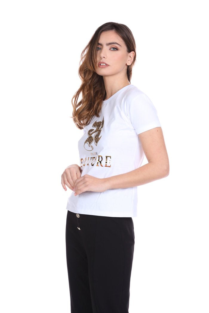 T-Shirt RCOUTU mezza manica con risvolto con stampa laminata couture