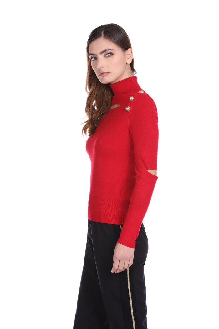 Maglia JADRIN manica lunga con spacchi collo alto più oblo' davanti più bottoni oro