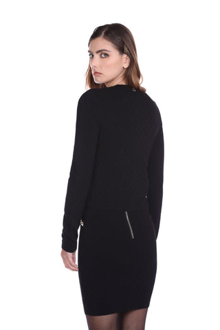 Cardigan BAWERS manica lunga con bottoni oro jacquard rombi