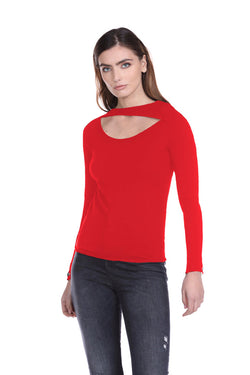 Maglia SIGAS manica lunga con bottone gioiello scollo con oblo'